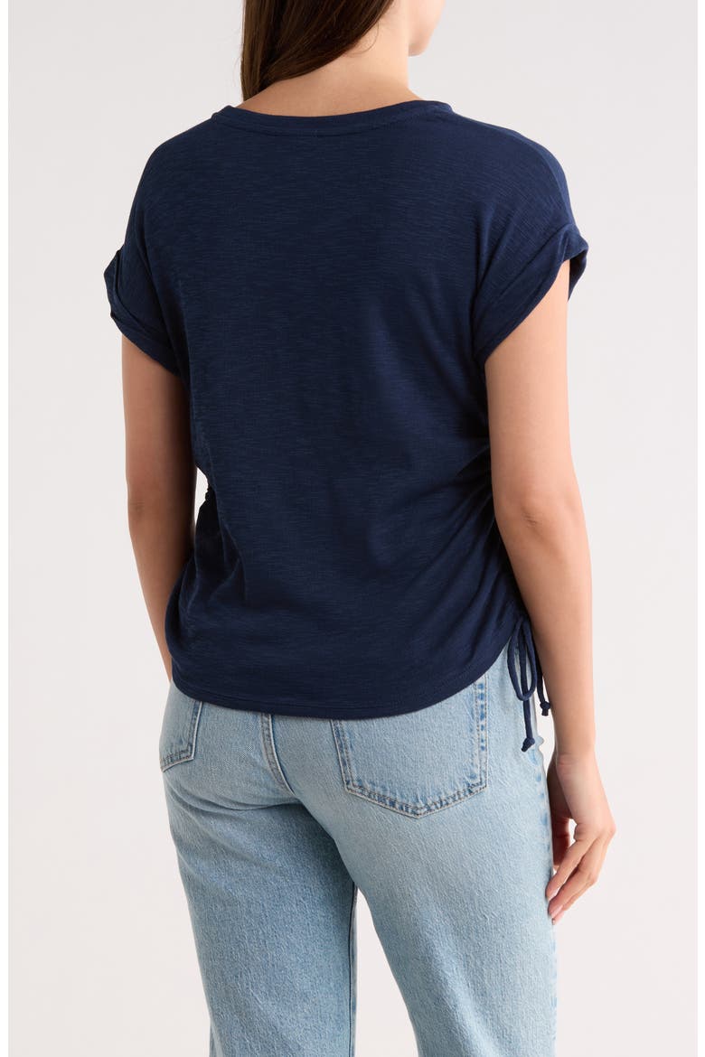 Shirred Side Tie T-Shirt, Alternate, color, NAVY