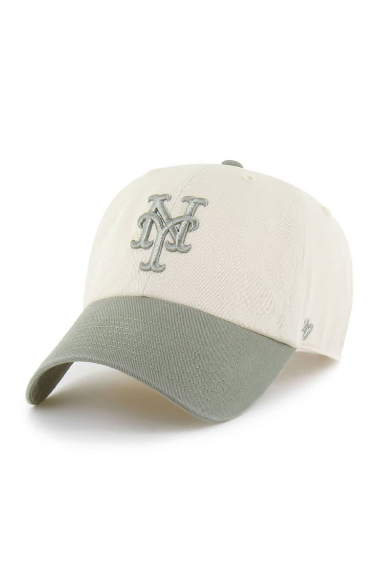 '47 Men's '47  Natural/Olive New York Mets Two-Tone Fashion Clean Up Adjustable Hat, Main, color, Natural