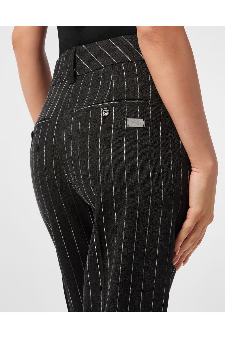Pinstriped Straight Lady Trousers Women, Alternate, color, grey