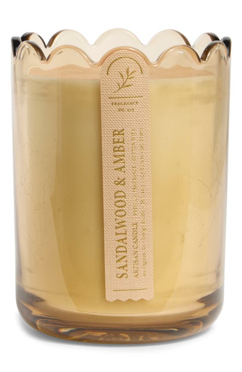 Sandalwood & Amber Scalloped Artisan Candle