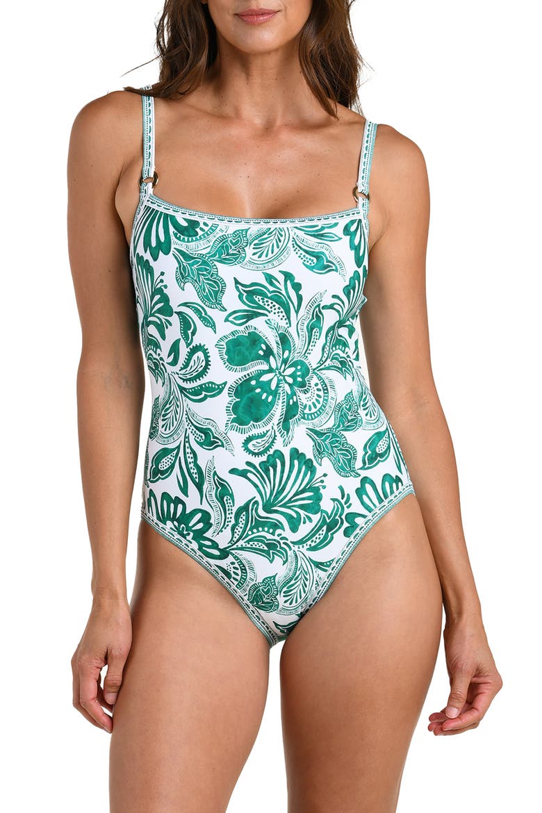 Botanical Brocade One-Piece Swimsuit, Main, color, JUNGLE