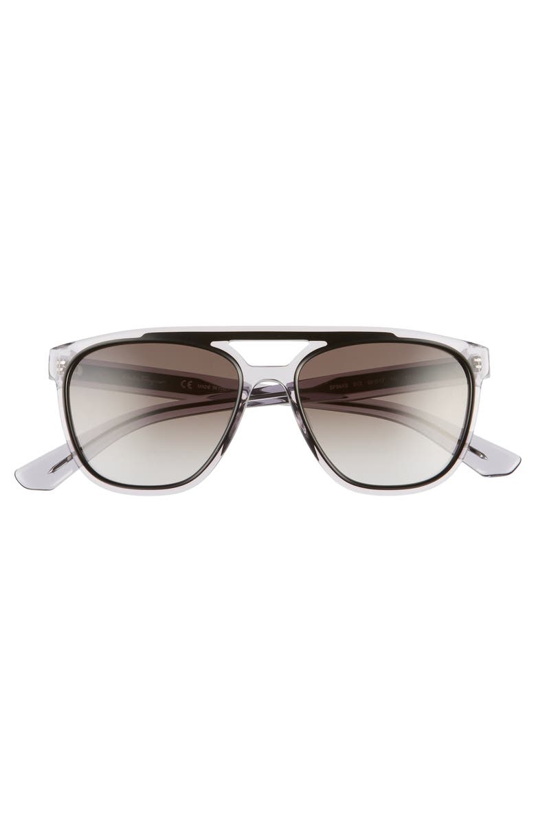 Salvatore Ferragamo 55mm Navigator Sunglasses, Alternate, color, Black Grey