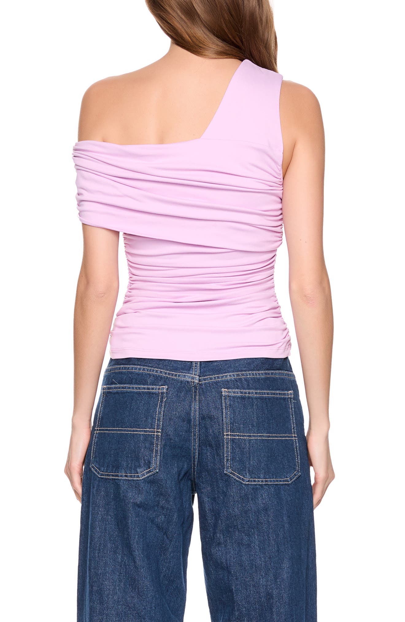One-Shoulder Gathered Knit Top - image 2