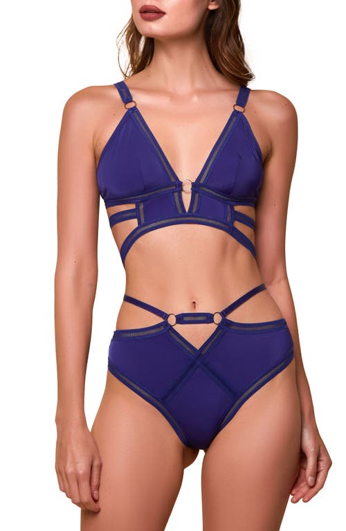 Hauty Along the Lines Bra & High Waist Panties Set in Navy-Blue  product
