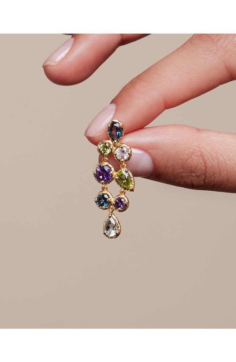 Eloise Jewelry Odyssey Earrings Natural Blue - Green - Purple Gems. Handmade in Italy, Alternate, color, Gold Plated