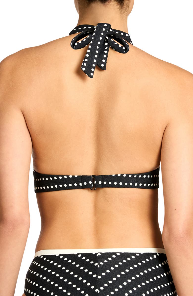 Robin Piccone Millie Halter Bikini Top, Alternate, color, Black/ Ecru