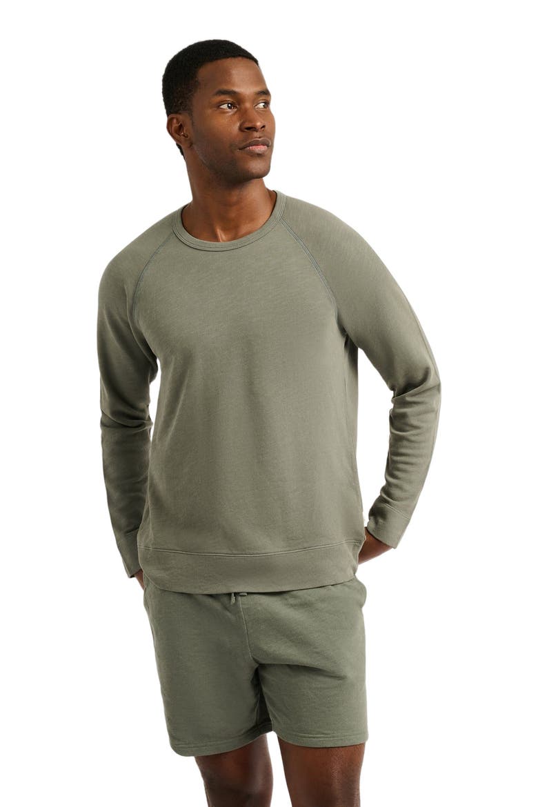 Slub Terry Crewneck Sweater, Alternate, color, AGAVE