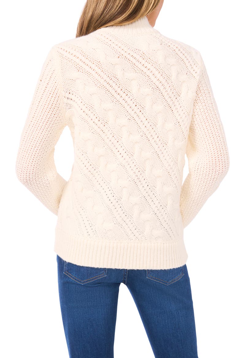 Diagonal Cable Mock Neck Sweater, Alternate, color, NEW IVORY