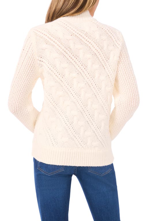 Halogenr Halogen(r) Diagonal Cable Mock Neck Sweater In Neutral