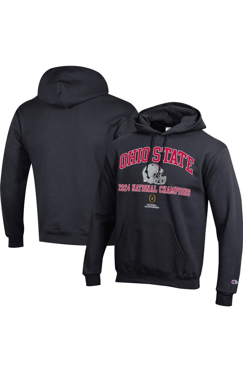 Champion Men's Champion Black Ohio State Buckeyes College Football Playoff 2024 National Champions Helmet Pullover Hoodie, Main, color, 