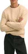 Brooks Brothers Merino Wool Aran Knit Crewneck Sweater