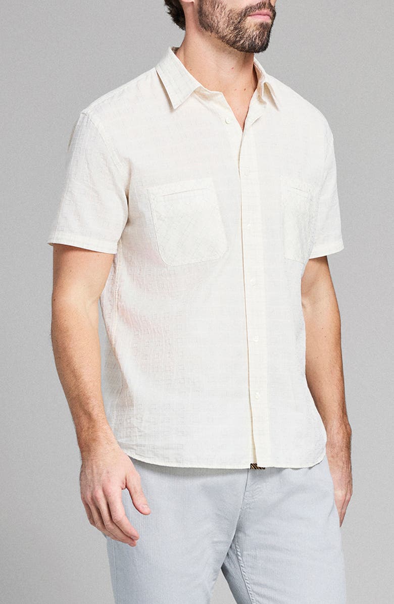 Billy Reid Corded Plaid Donelson Short Sleeve Button-Up Shirt, Alternate, color, Tinted White Multi