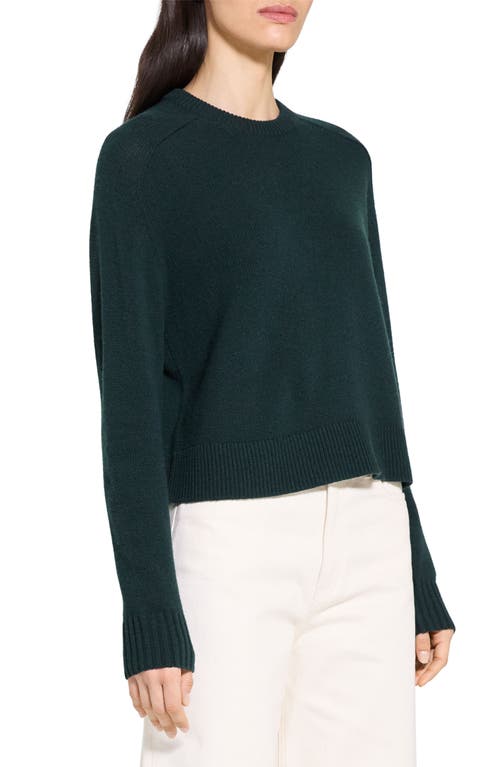 Theory Cashmere Crewneck Crop Sweater In Green