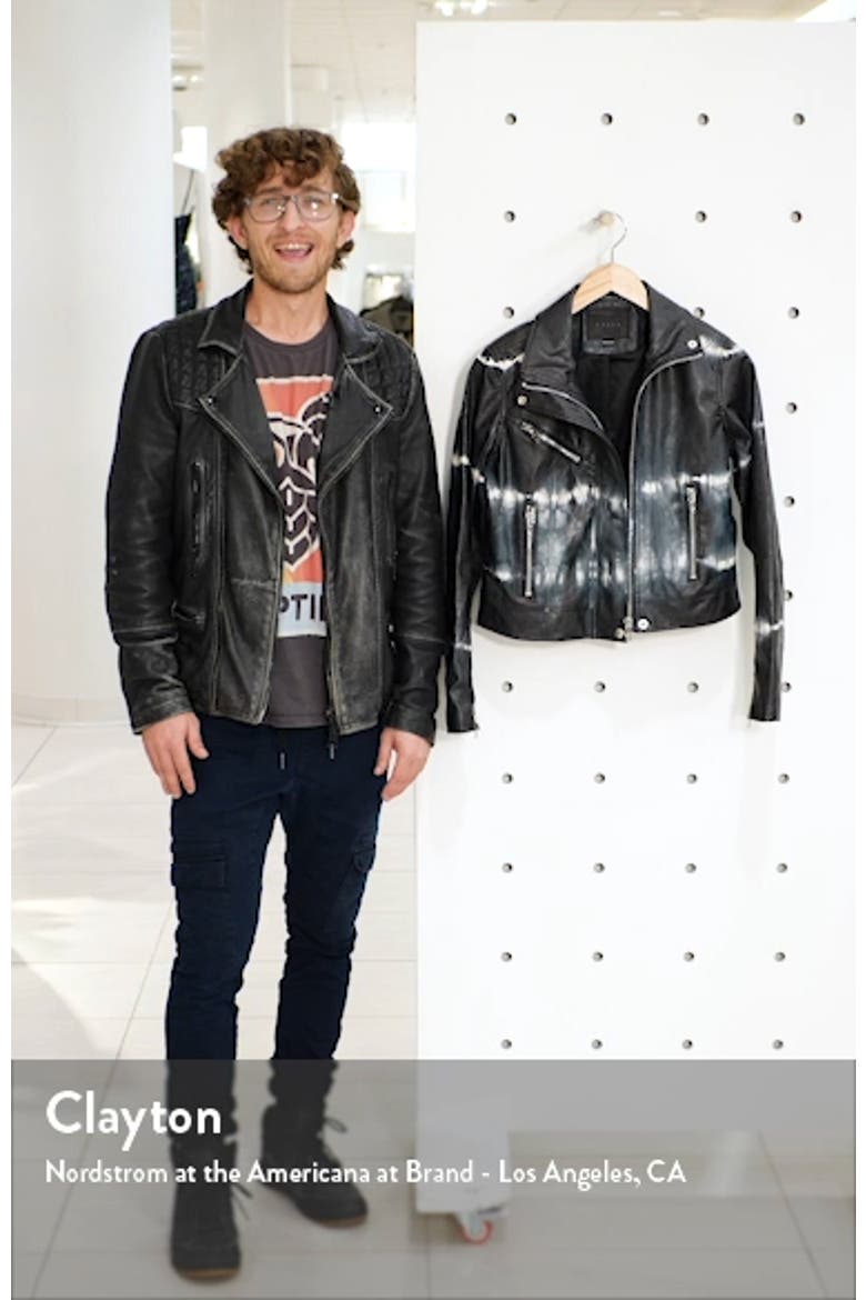 High Collar Tie Dye Faux Leather Moto Jacket video