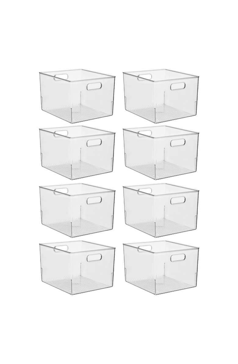 mDesign Storage Bins with Handles - Organize Kitchen, Bathroom, or Home Office - Set of 8 - Clear, Main, color, Clear