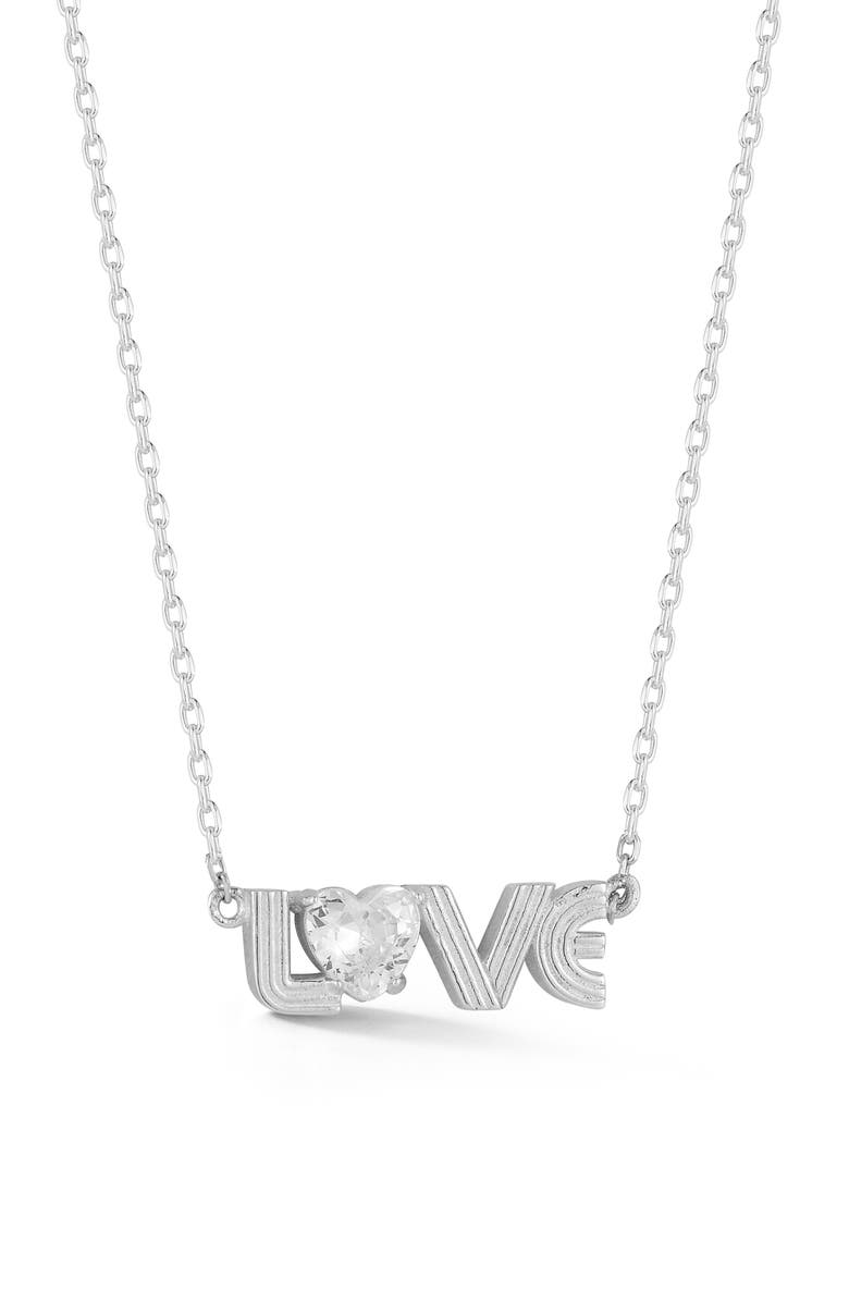 GLAZE JEWELRY Cubic Zirconia Love Pendant Necklace, Main, color, 