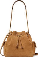 Tory Burch Charlie Quilted Suede Drawstring Bag