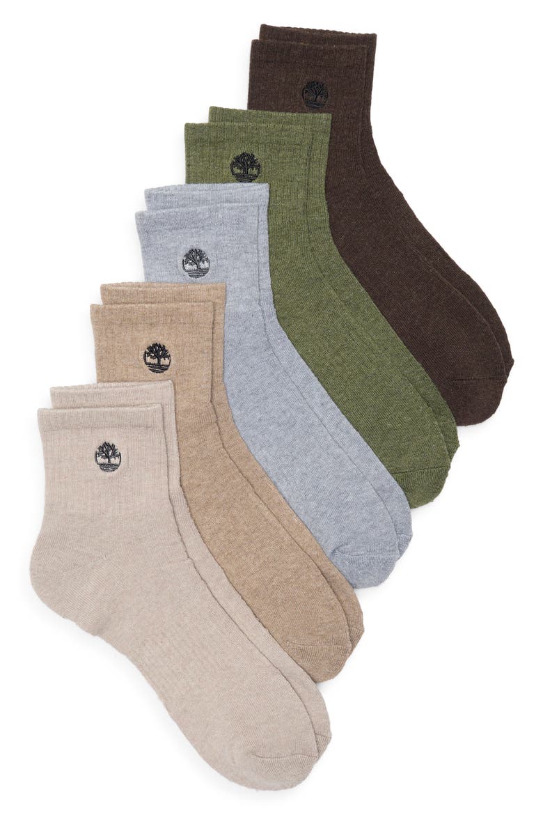 5-Pack Cushion Quarter Length Socks, Main, color, DUNE