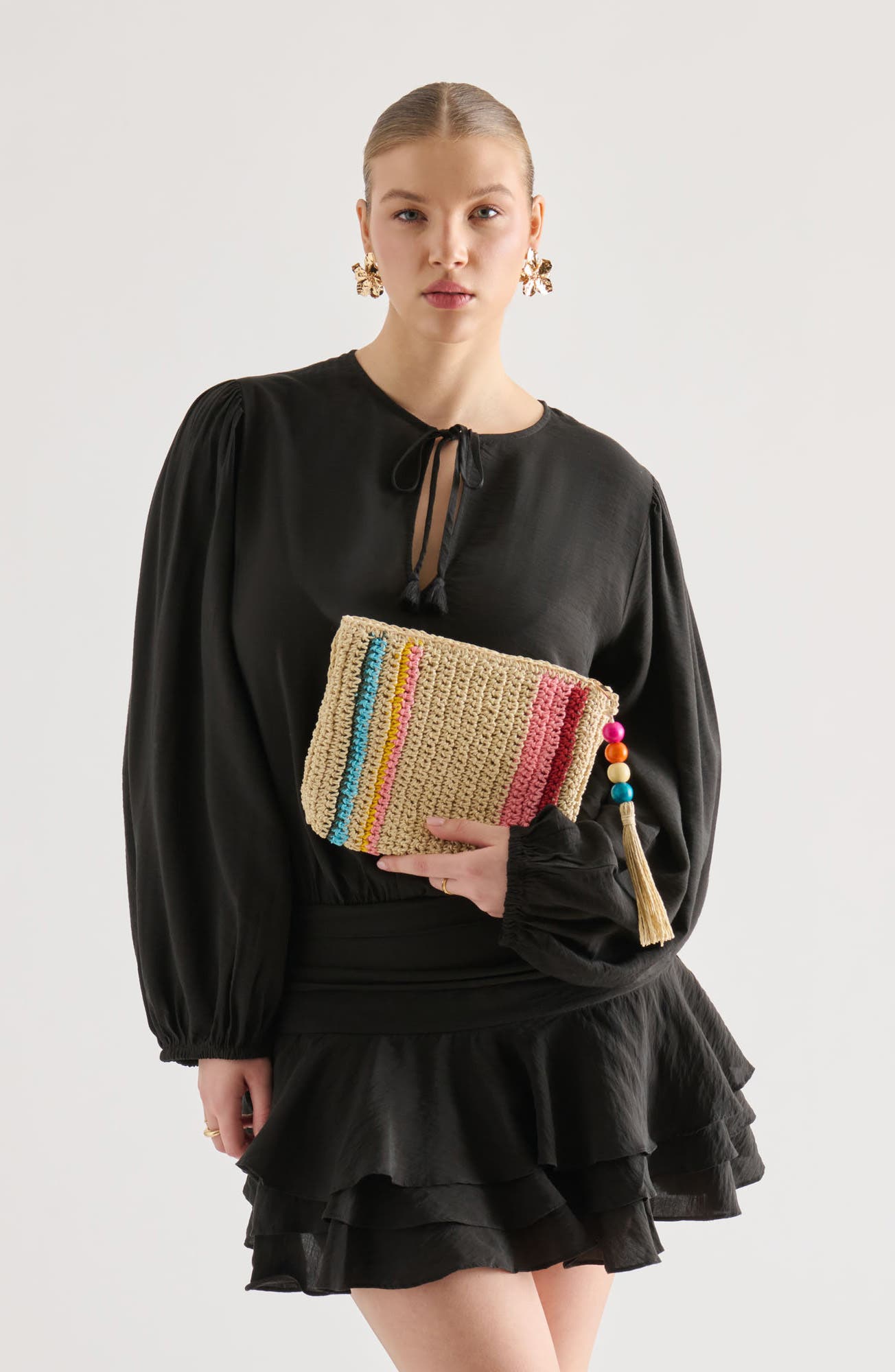 Astra Raffia Clutch, Alternate, color, MULTI PINK
