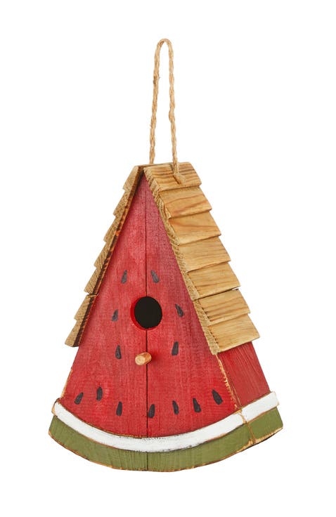 11"H Distressed Solid Wood Watermelon Birdhouse