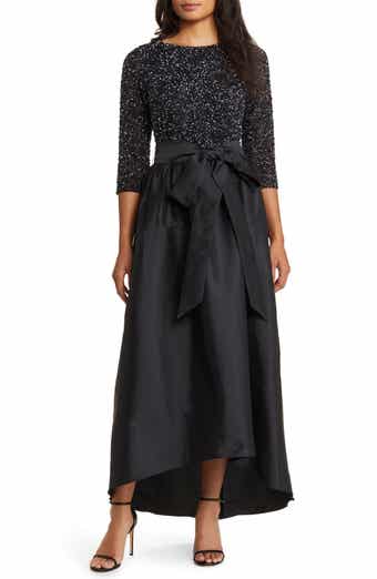 Pisarro Nights Beaded Bodice Taffeta A-Line Gown
