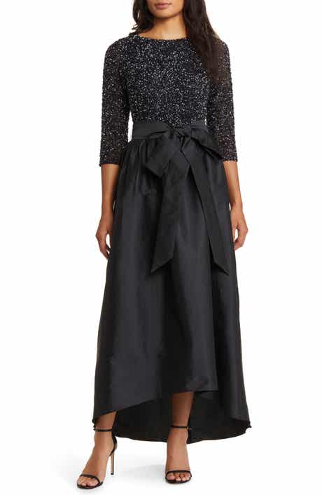 Pisarro Nights Beaded Bodice Taffeta A-Line Gown