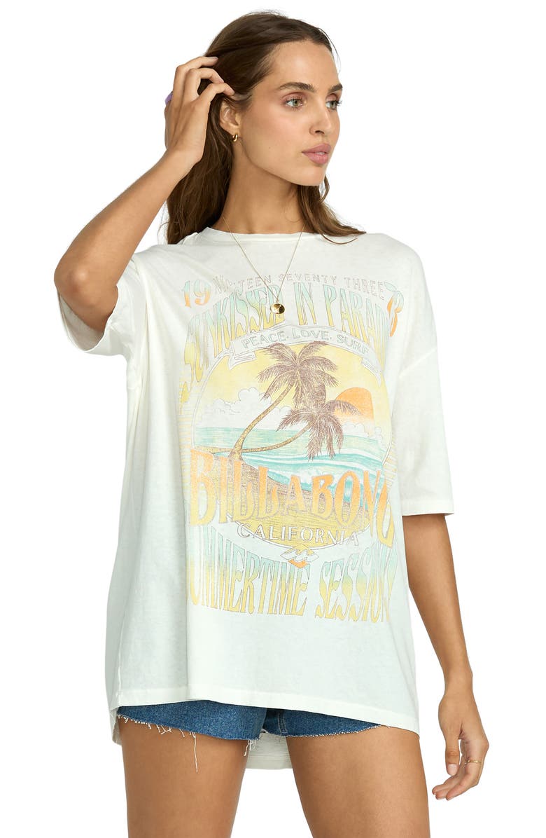Billabong Sunset Mindset Oversize Cotton Graphic T-Shirt, Alternate, color, Stencil Wash