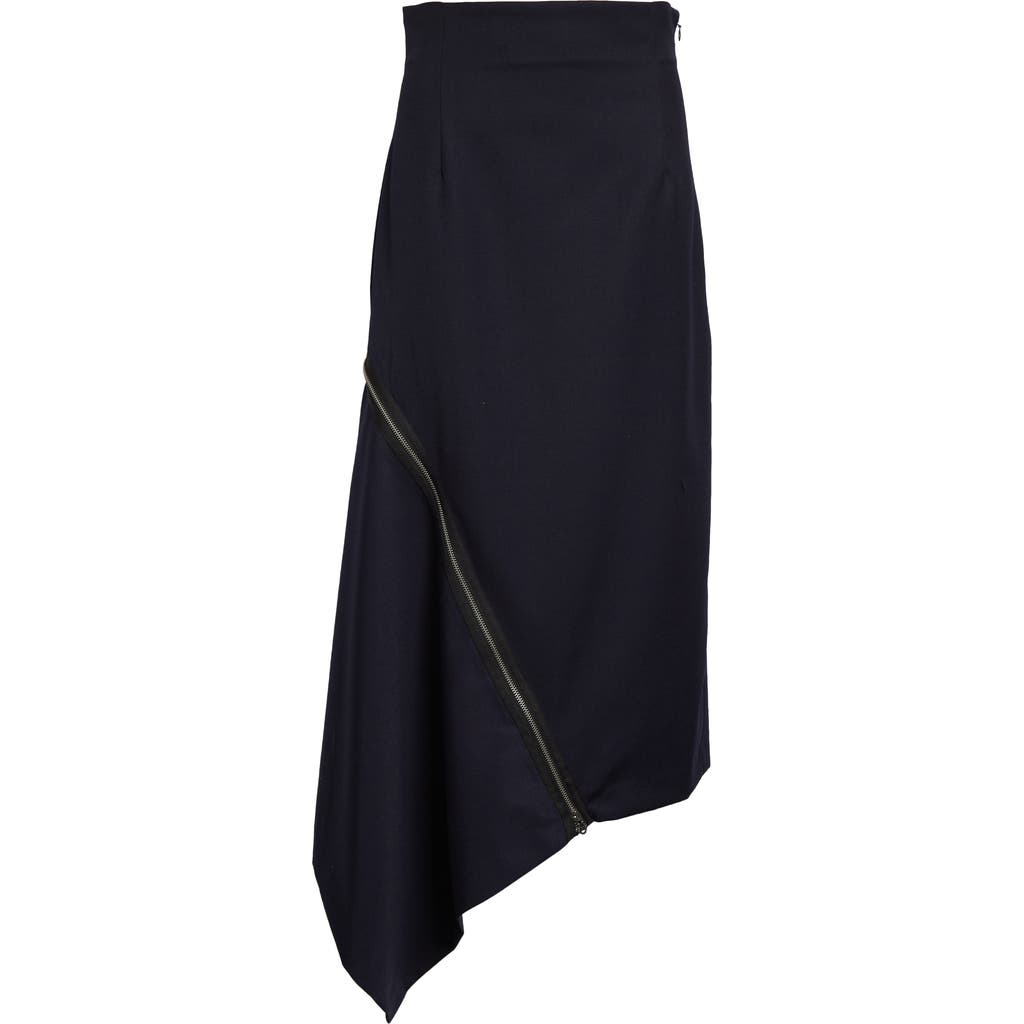 Monse Double Zipper Midi Skirt In Navy