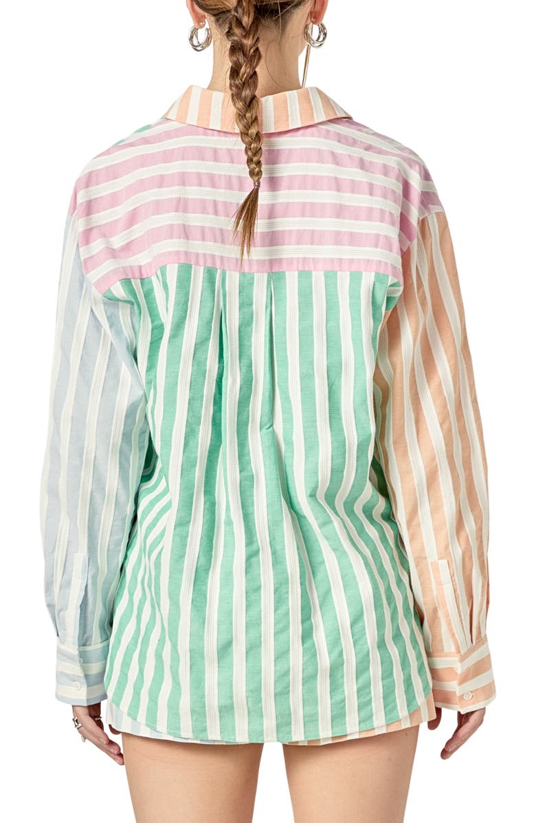 English Factory Colorblock Stripe Shirt, Alternate, color, Pink Multi