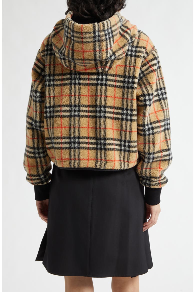 Fiona Check Fleece Crop Jacket, Alternate, color, SAND IP CHECK
