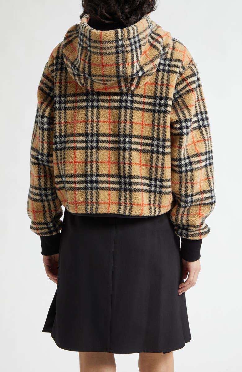 Burberry Fiona Check Fleece Crop Jacket, Alternate, color, Sand Ip Check