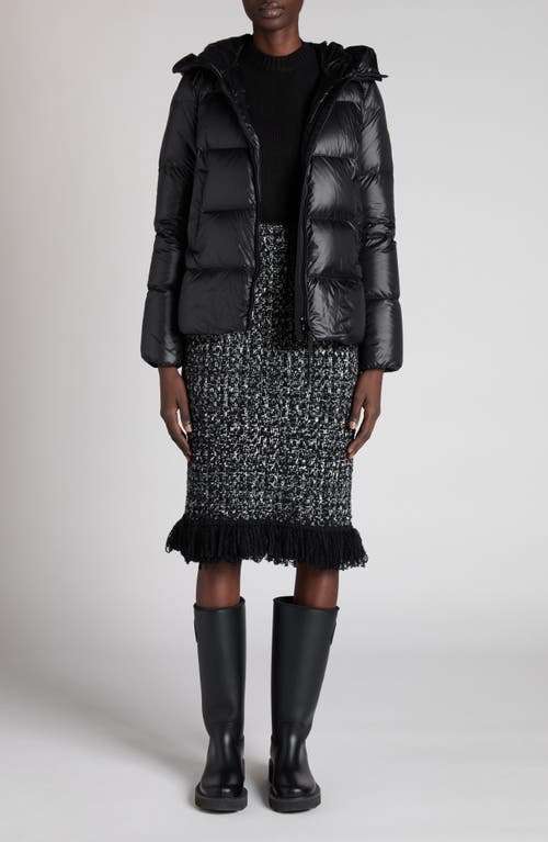 Moncler Women Black Serittes Short Hooded Down Jacket In Black