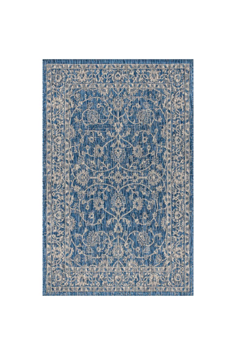 Palazzo Vine And Border Textured Weave Indoor/outdoor Rug, Main, color, Navy/Gray