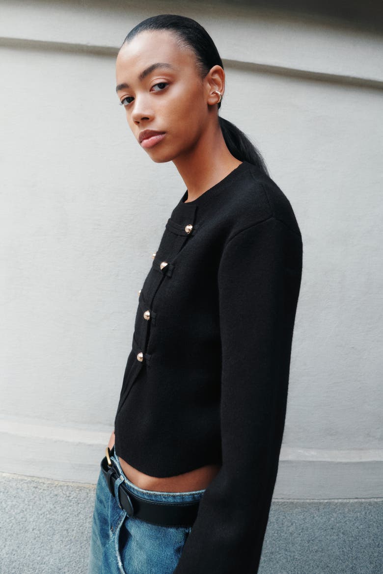 Short Cardigan, Alternate, color, Black
