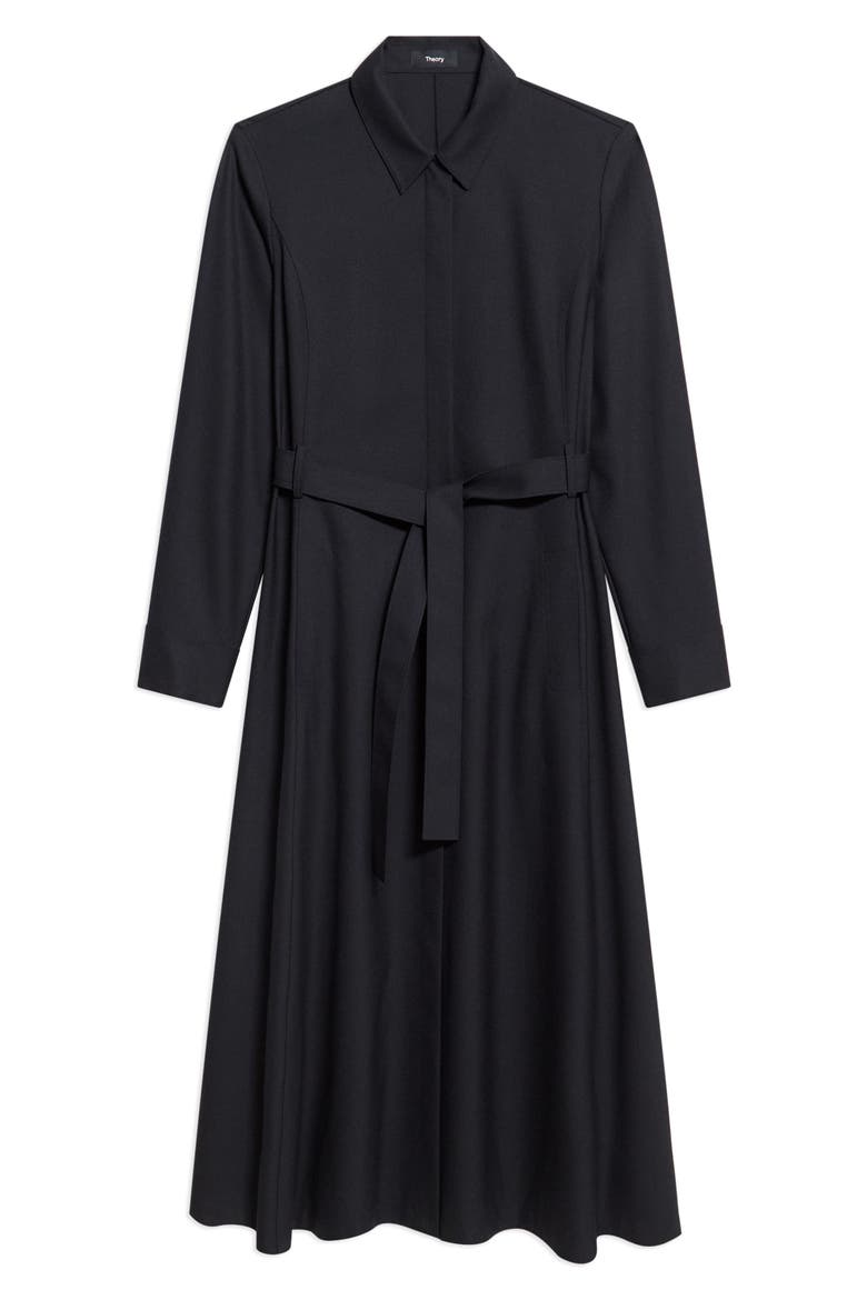 Belted Long Sleeve Midi Dress, Main, color, BLACK