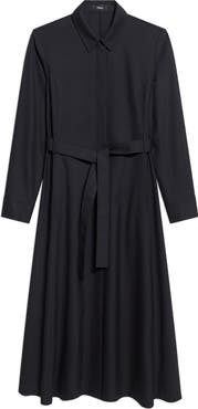 Theory Belted Long Sleeve Midi Dress