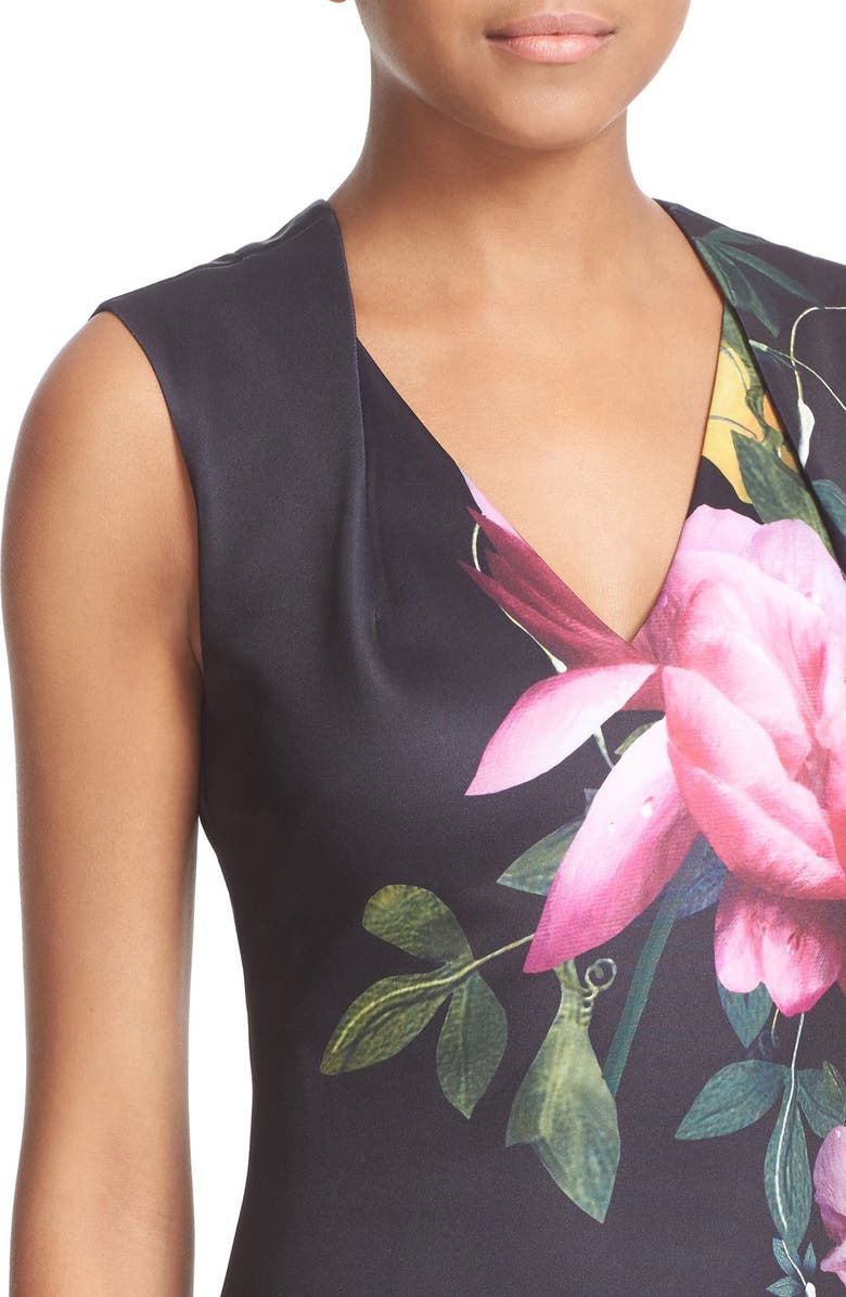 Ted Baker London 'Citrus Bloom' Print Sleeveless Body-Con Dress, Alternate, color, 