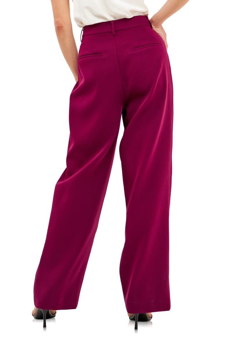 Classic Pleated Suit Trousers, Alternate, color, BERRY VIOLET