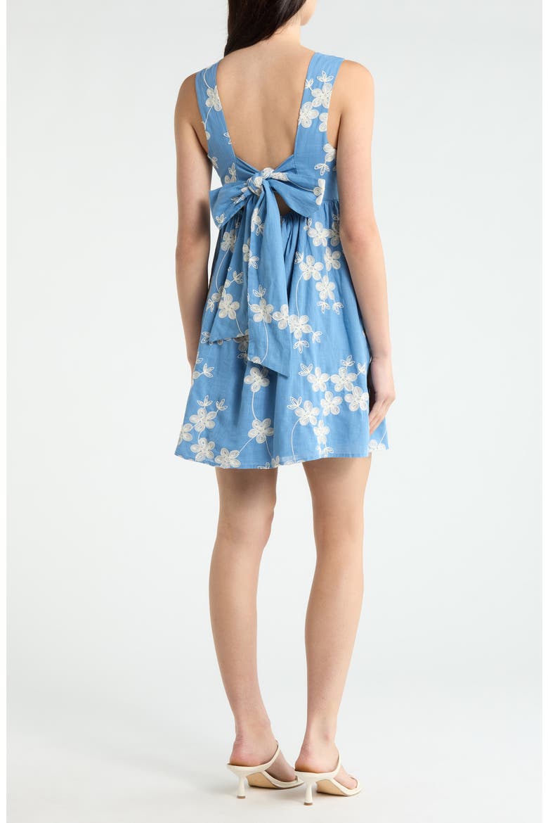Keren Embroidered Cotton Fit & Flare Dress, Alternate, color, BLUE-WHITE