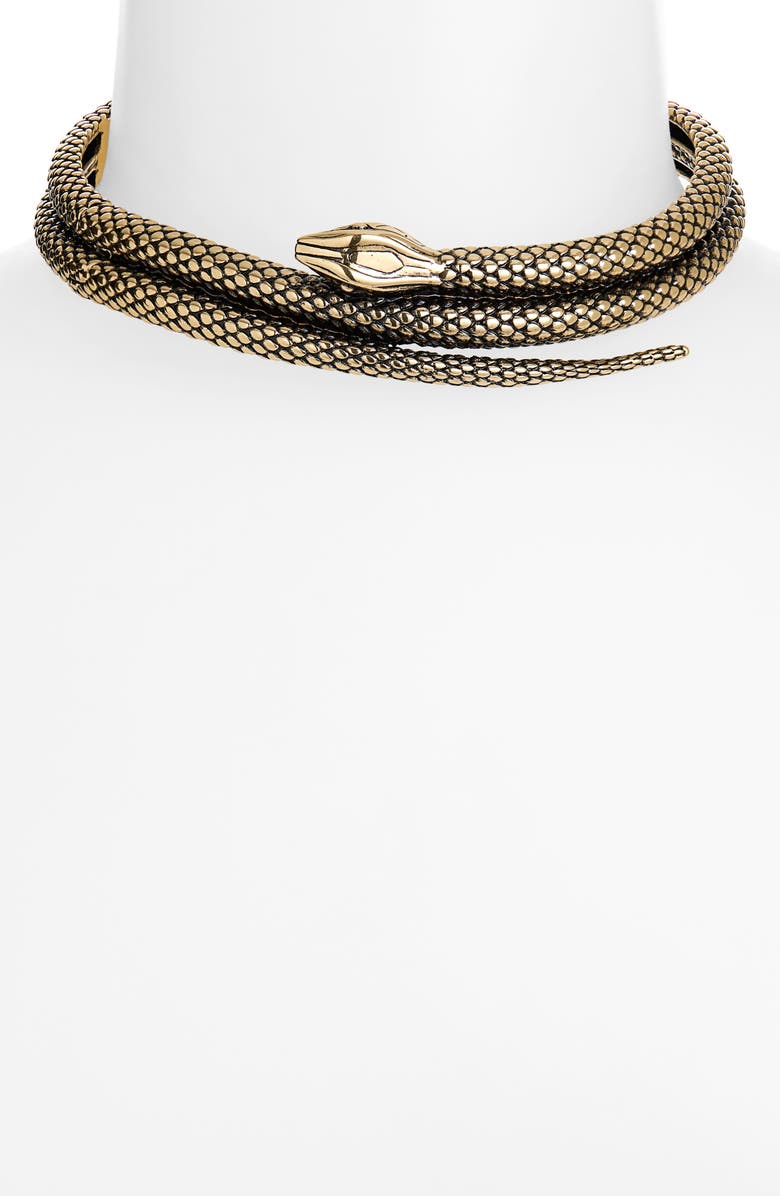 Chloé Snake Choker, Alternate, color, Vintage Gold