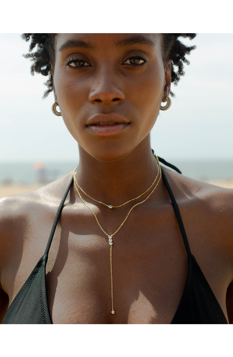 BEN ONI Bezel CZ Lariat Necklace, Alternate, color, Gold