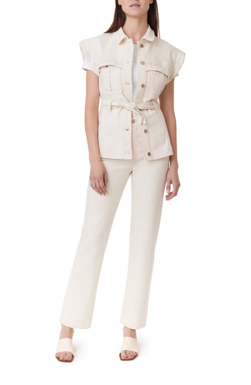 Habitual Pleated Pocket Denim Vest In Stone In Stone