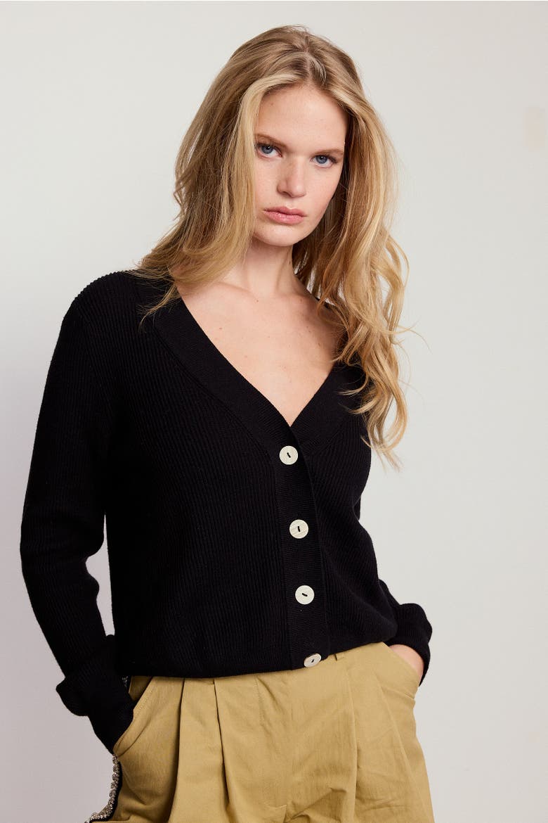 The V-Neck Cotton Cashmere Sweater, Alternate, color, Black