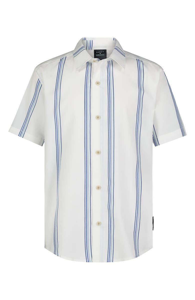 Lucky Brand Kids' Vertical Stripe Short Sleeve Button-Up Shirt, Main, color,