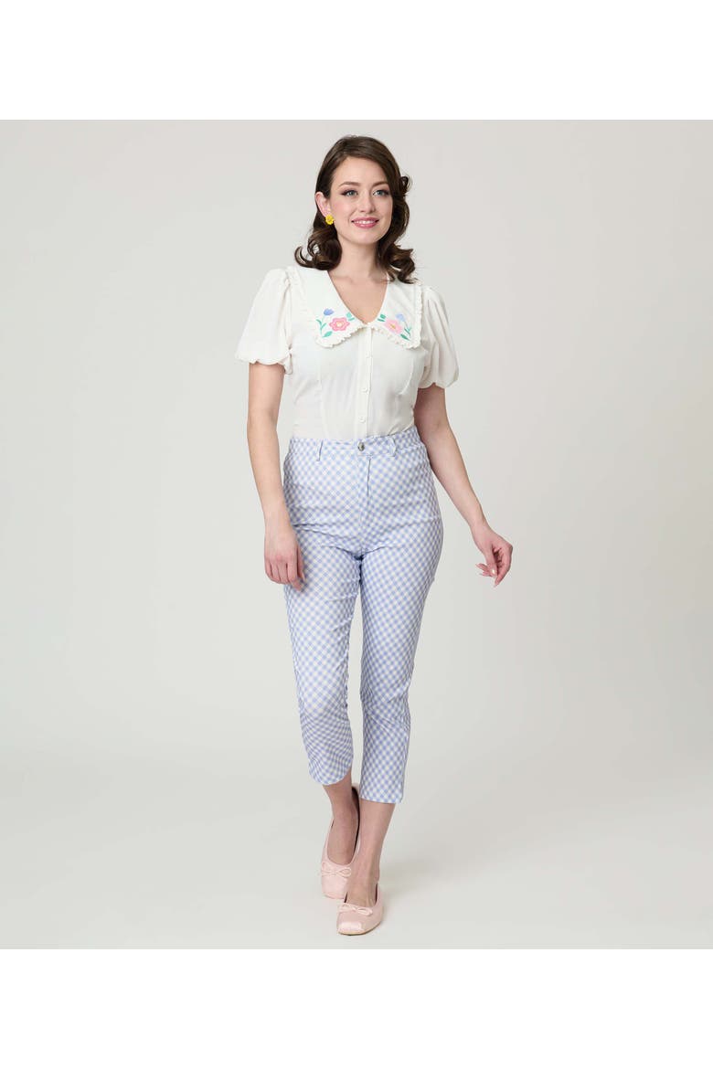 Rachelle Capri Pants, Main, color, Baby Blue Gingham Print