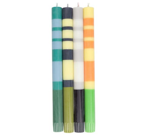 Striped Dinner Candles - Set of 4
