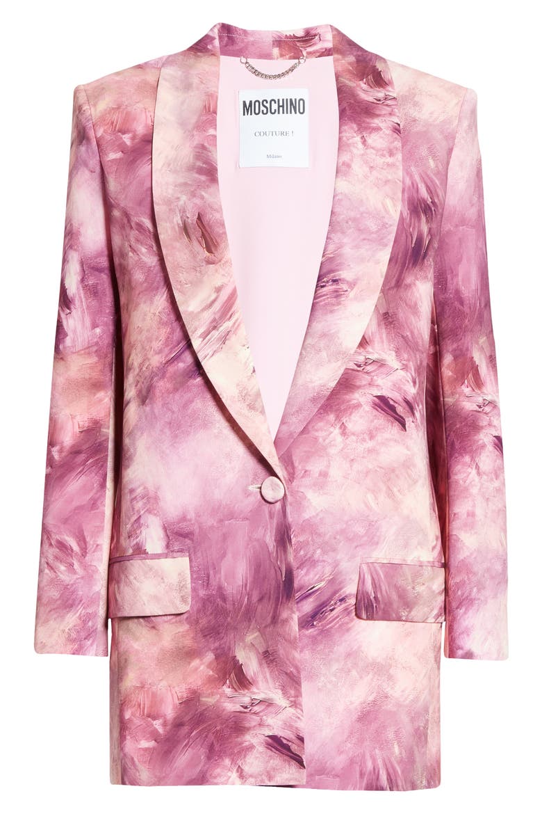 Paint Print Long Blazer, Alternate, color, 1224 FANTASY PINK