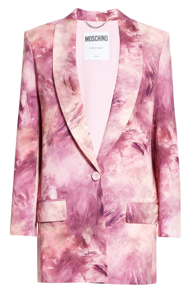Moschino Paint Print Long Blazer, Alternate, color, 