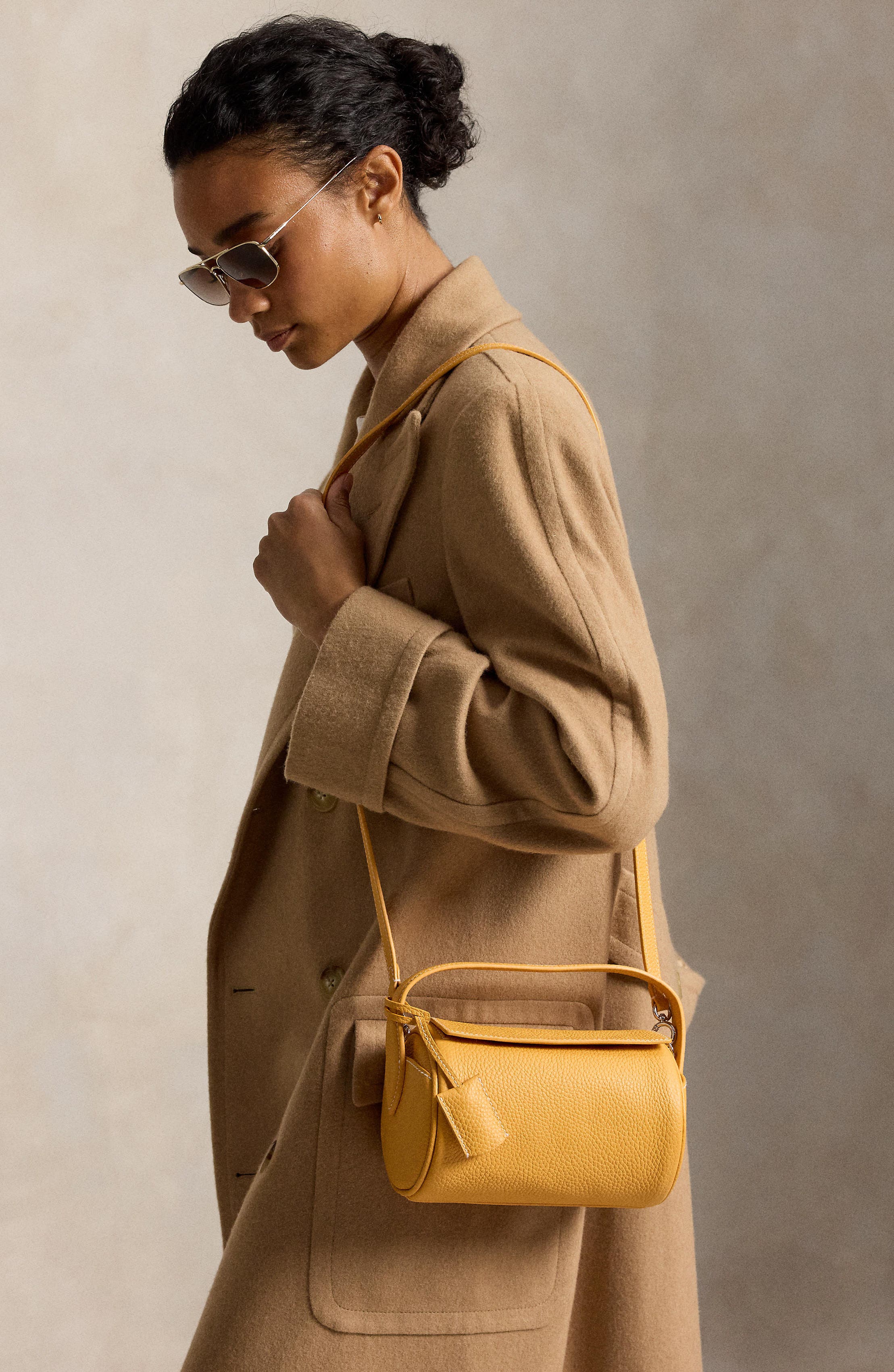 Mini Pebble Leather Shoulder Bag, Alternate, color, MANGO
