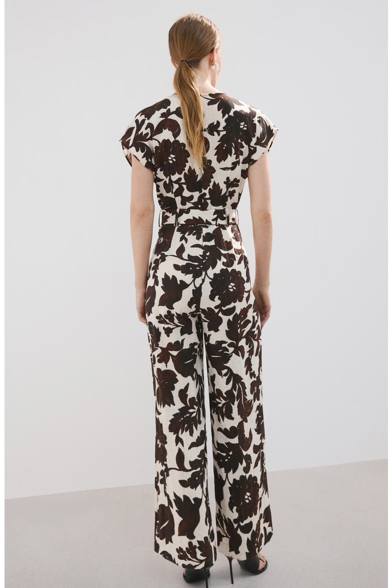 Floral Print Wide Leg Jumpsuit, Alternate, color, ECRU